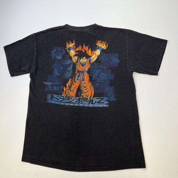 Vintage Dragon Ball Z Shirt Men Large Japan Anime Spell Out Kanji Fire USA Go - Picture 1 of 10